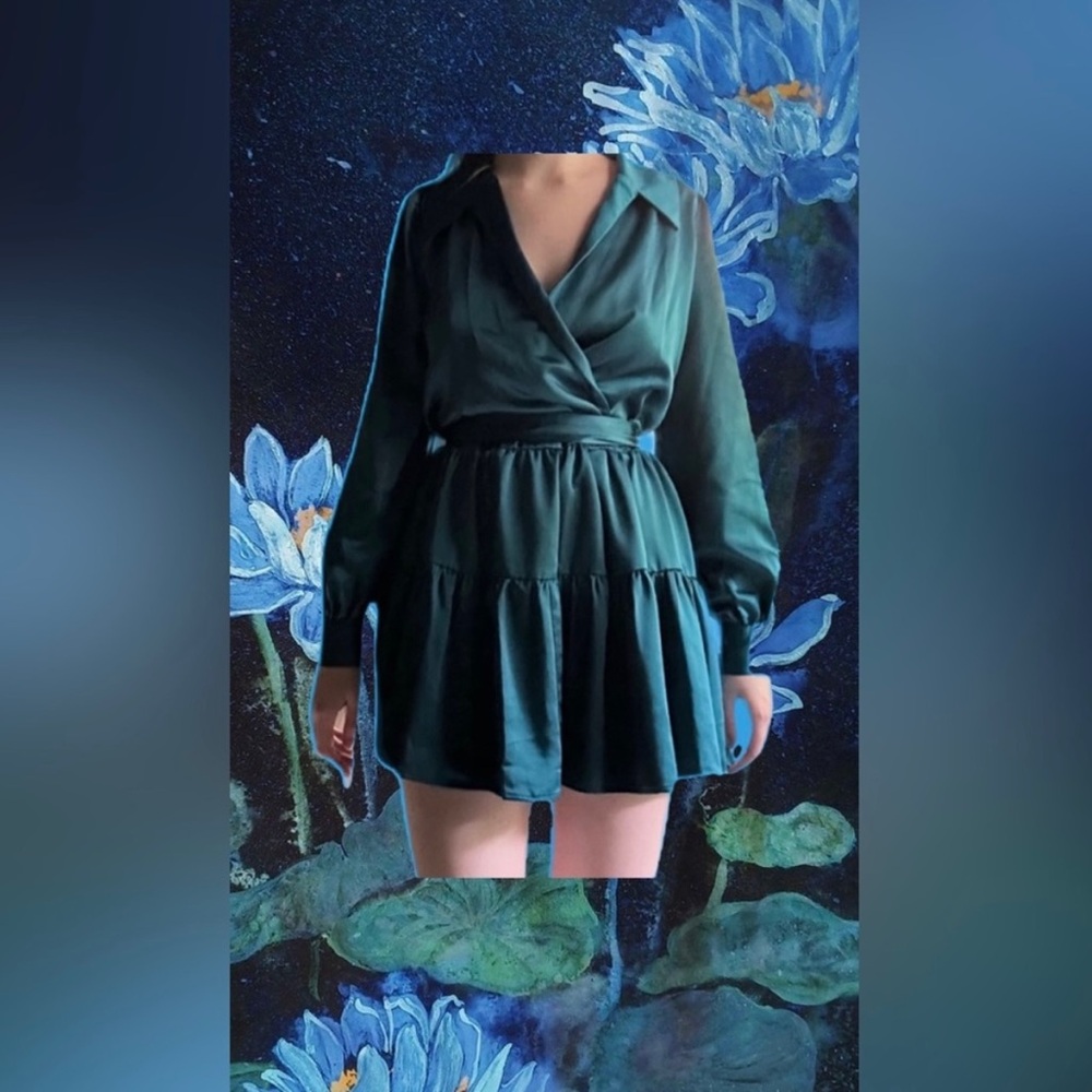 Elegant Teal Wrap Dress